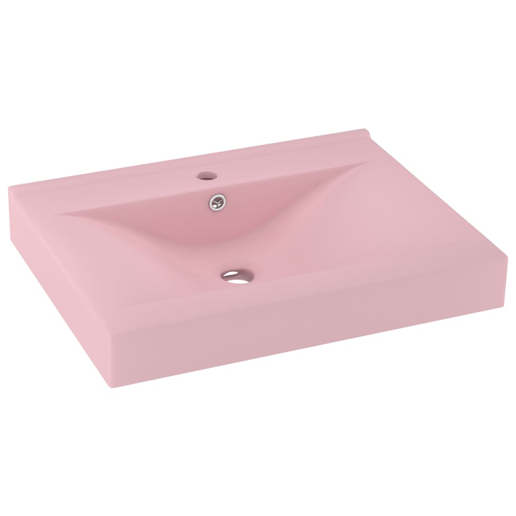 Luxury washbasin with tap hole matt pink 60x46 cm ceramic