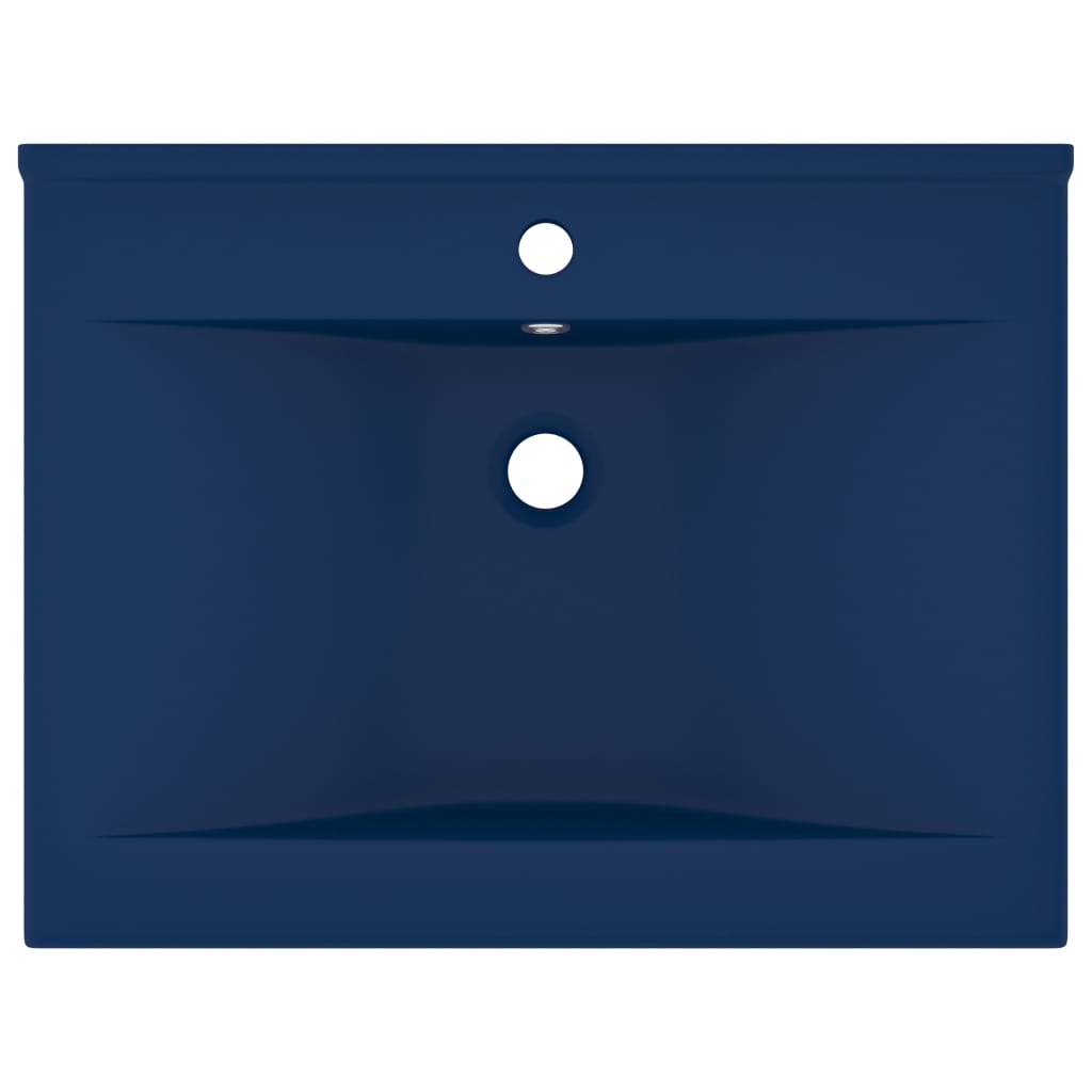 Luxury washbasin with tap hole matt dark blue 60x46 cm ceramic