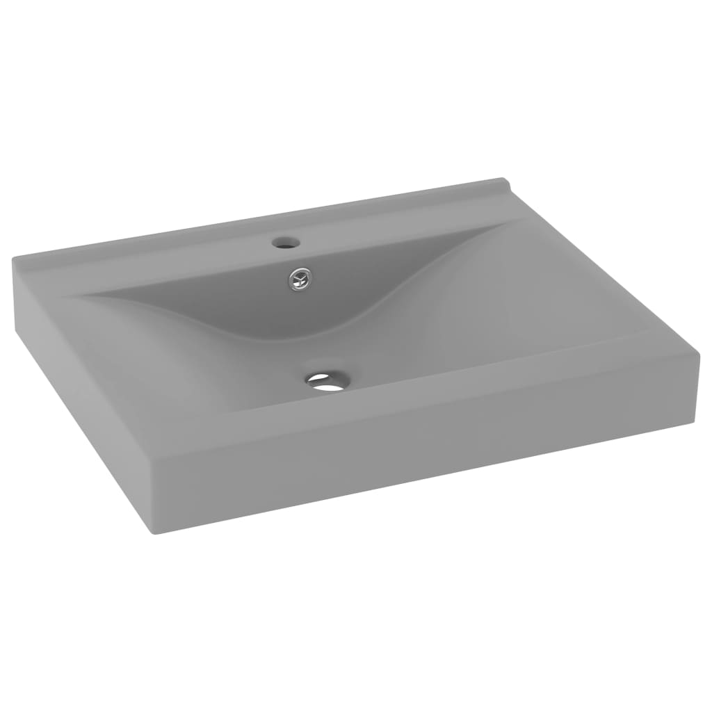 Luxury washbasin with tap hole matt light gray 60x46 cm ceramic