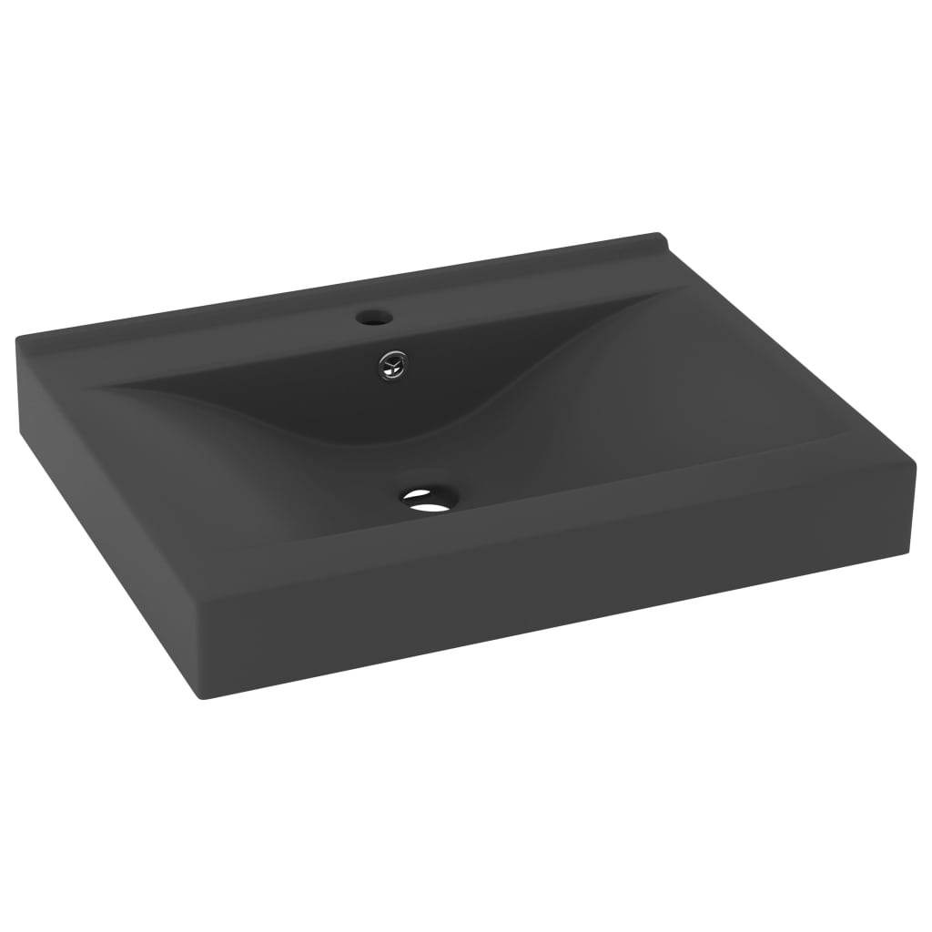 Luxury washbasin with tap hole matt dark gray 60x46 cm ceramic