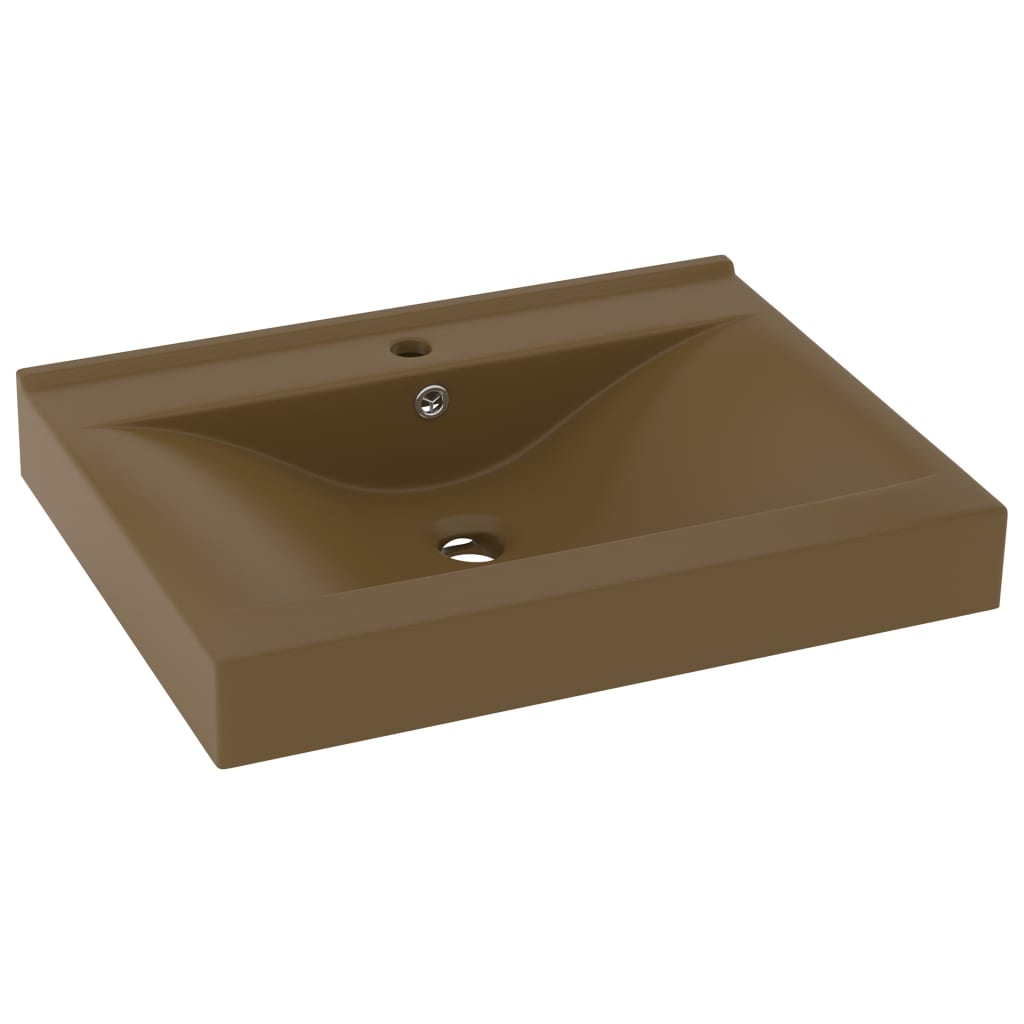 Luxury washbasin with tap hole matt cream 60x46 cm ceramic