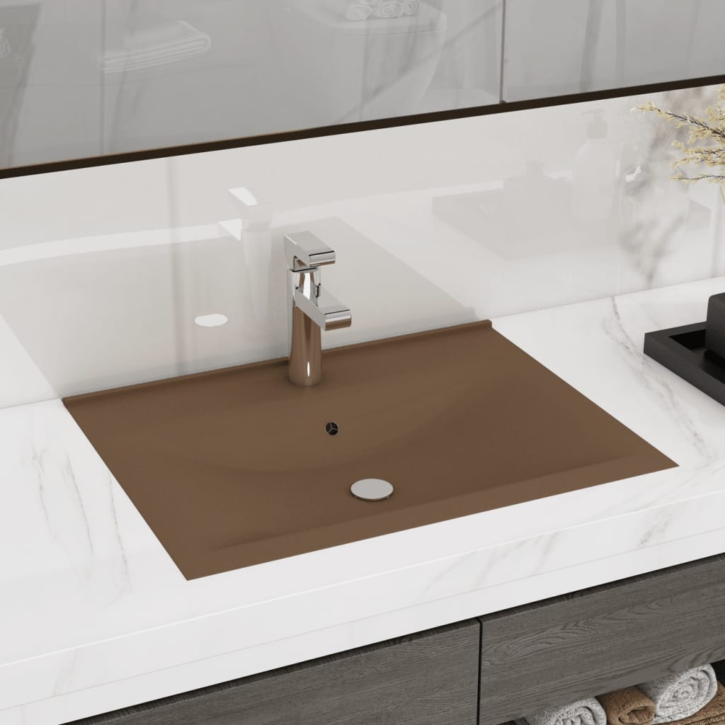Luxury washbasin with tap hole matt cream 60x46 cm ceramic