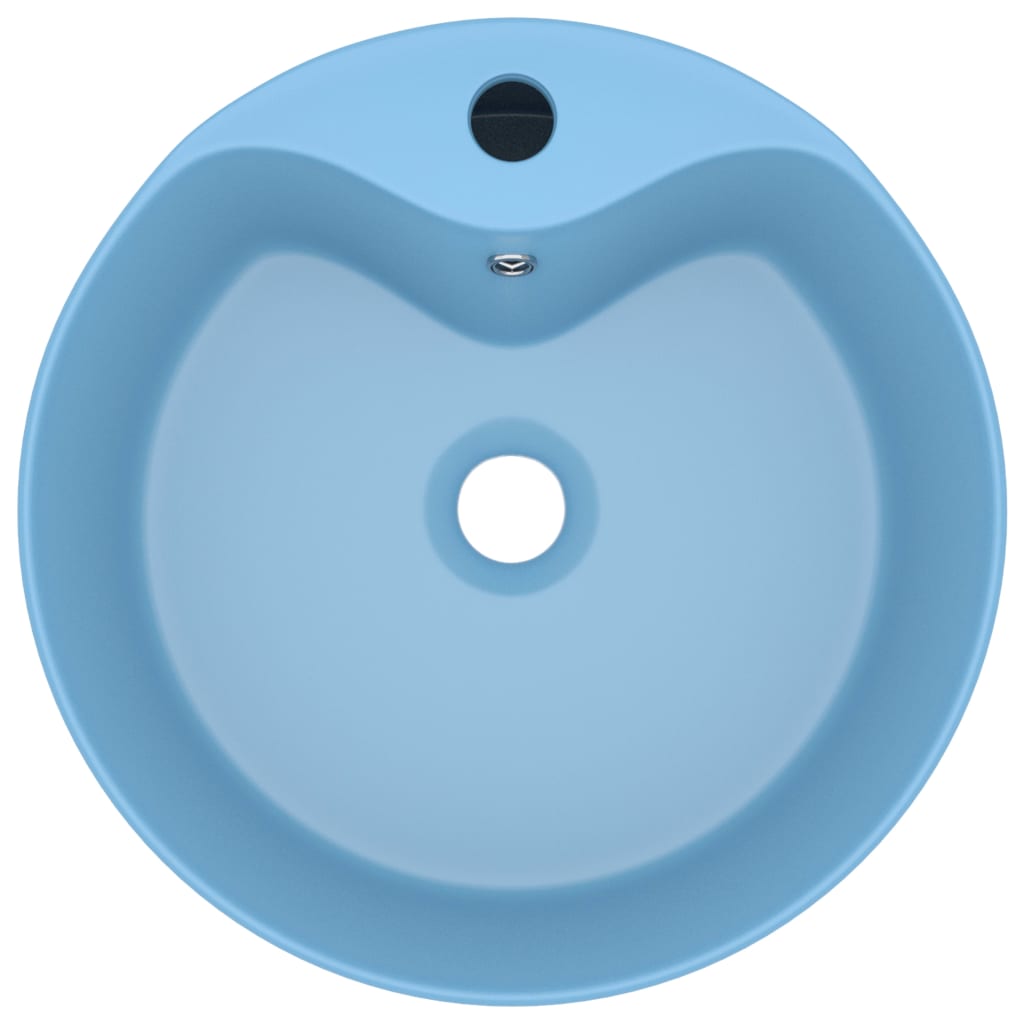 Luxury washbasin with overflow matt light blue 36x13 cm ceramic