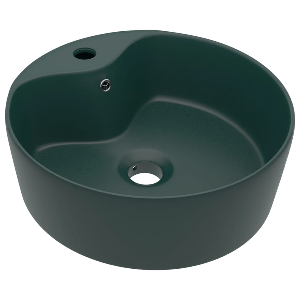 Luxury washbasin with overflow matt dark green 36x13 cm ceramic