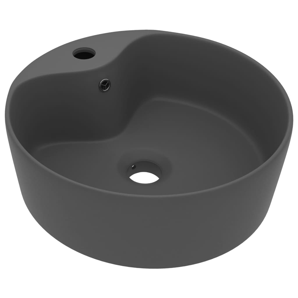 Luxury washbasin with overflow matt dark gray 36x13 cm ceramic