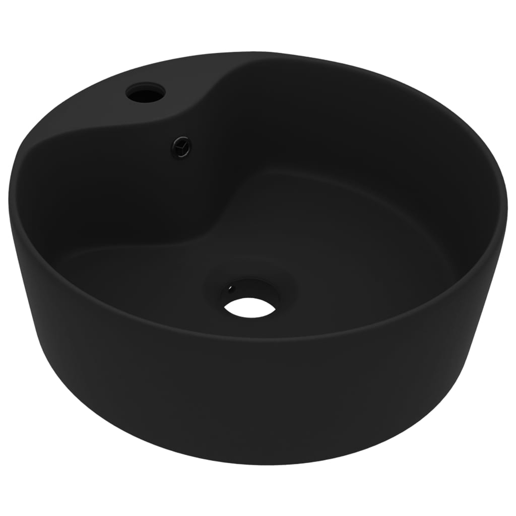 Luxury washbasin with overflow matt black 36x13 cm ceramic