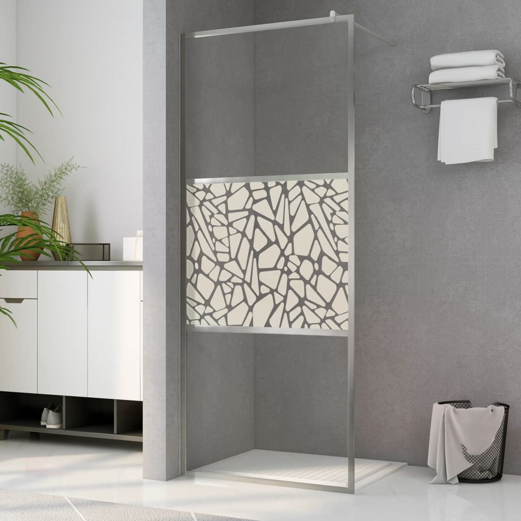 Shower screen for walk-in shower ESG glass stone design 80x195 cm