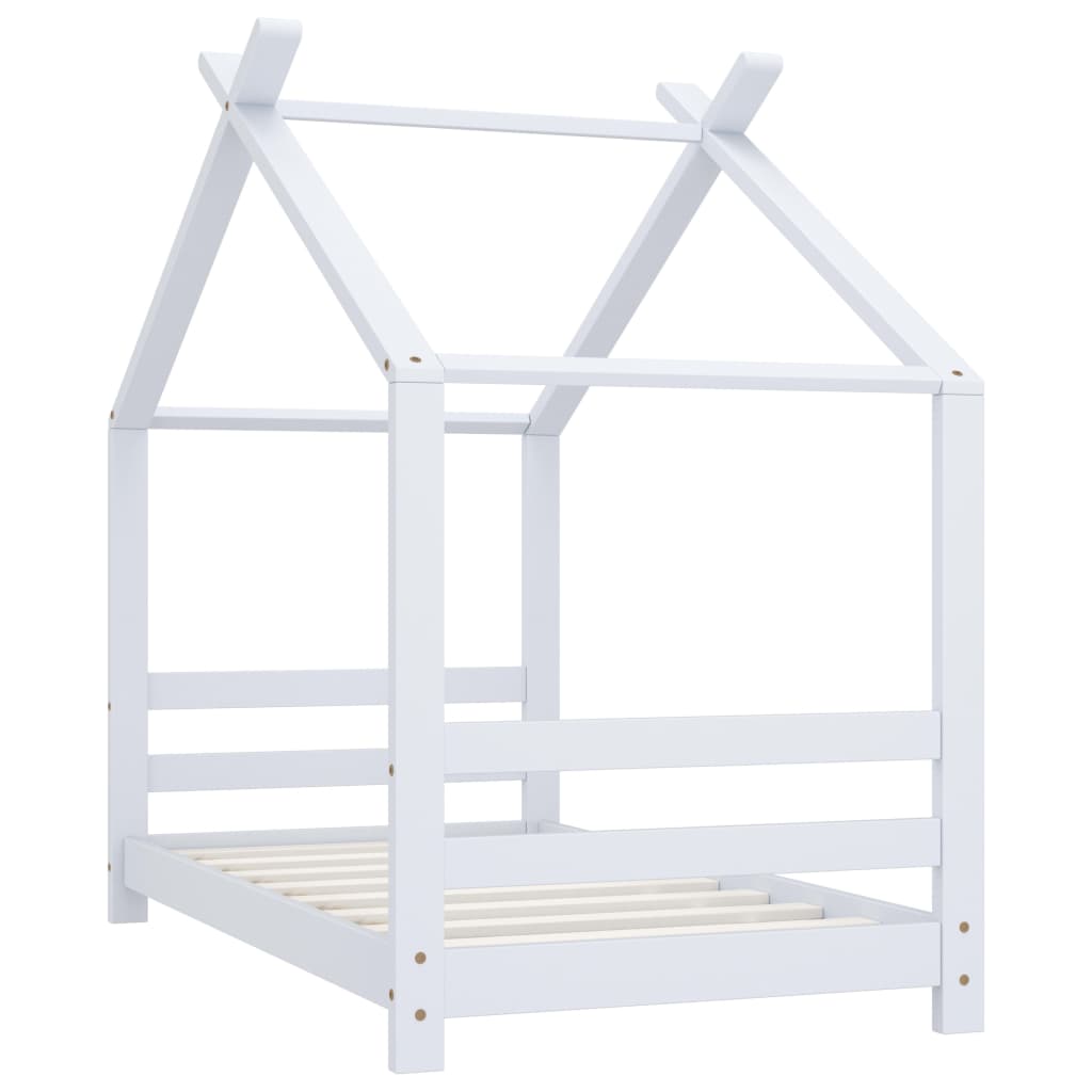 Children's bed frame white solid pine wood 70x140 cm