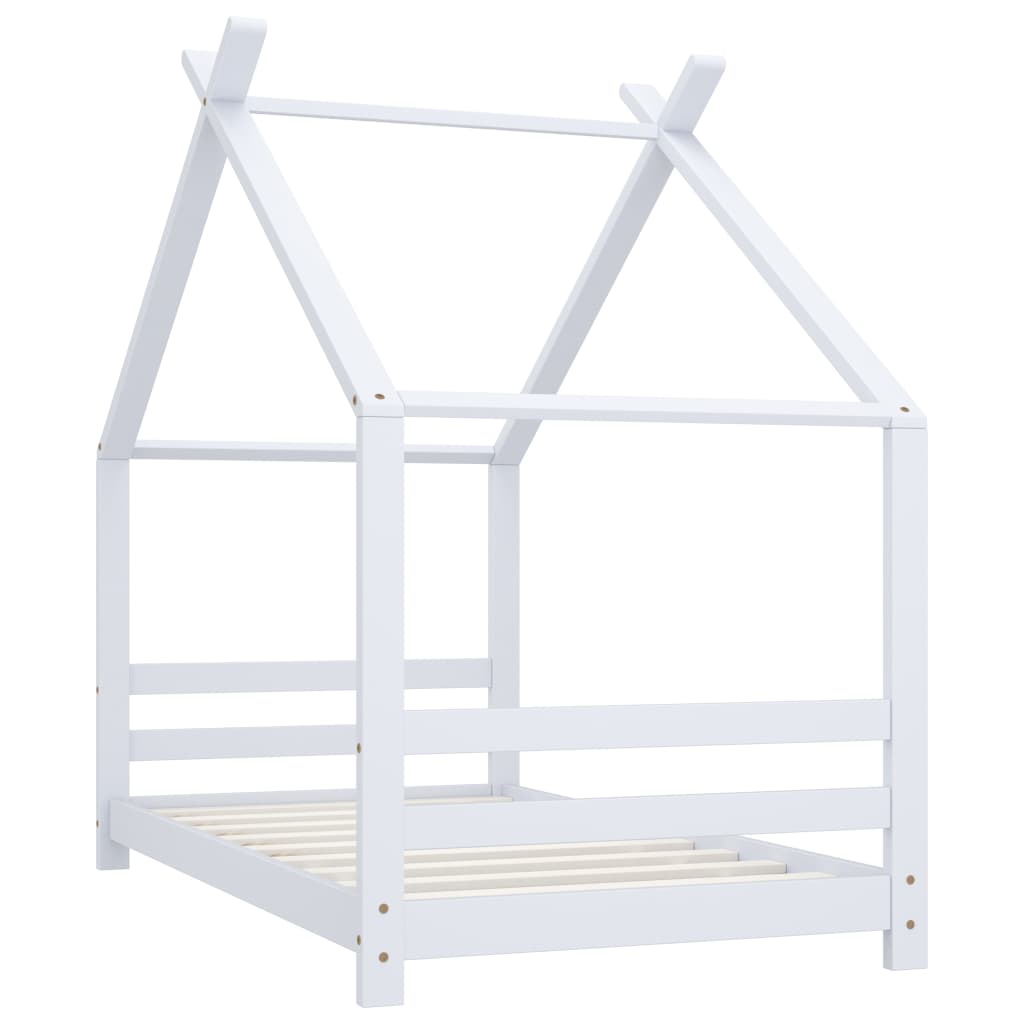 Children's bed frame white solid pine wood 80x160 cm
