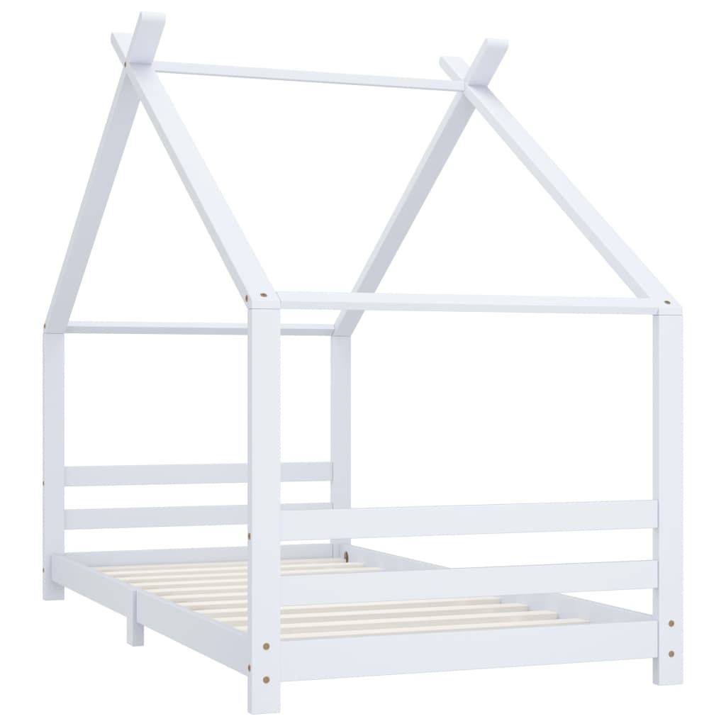 Children's bed frame white solid pine wood 90x200 cm