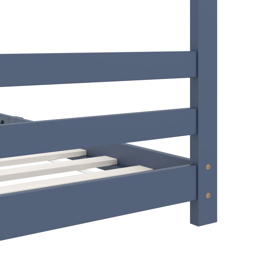 Children's bed frame gray solid pine wood 90x200 cm
