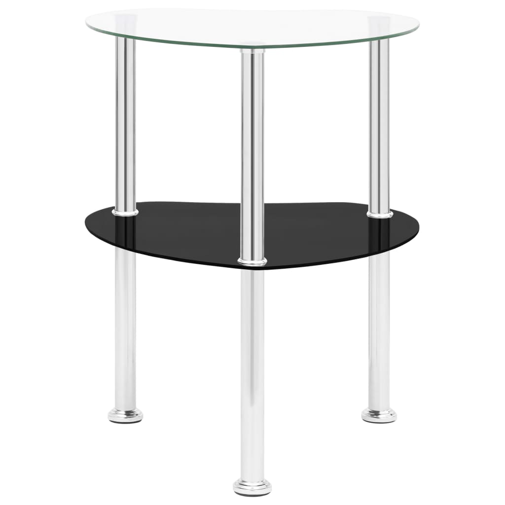 Side table with 2 shelves transparent 38x38x50 cm tempered glass