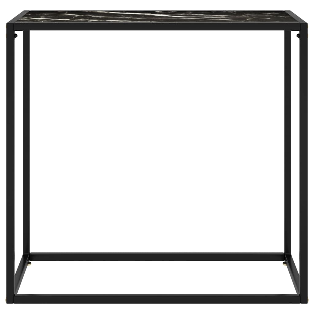 Console table black 80x35x75 cm tempered glass