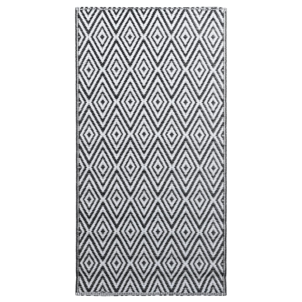 Outdoor carpet white and black 160x230 cm PP