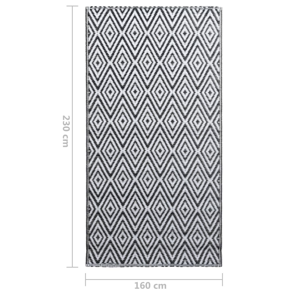 Outdoor carpet white and black 160x230 cm PP