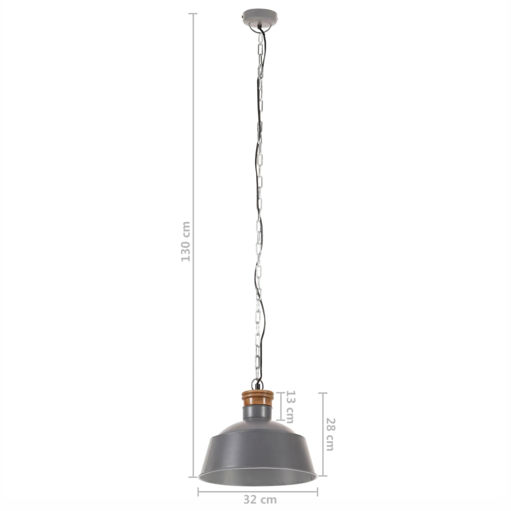 Hanging lamp industrial style 32 cm gray E27