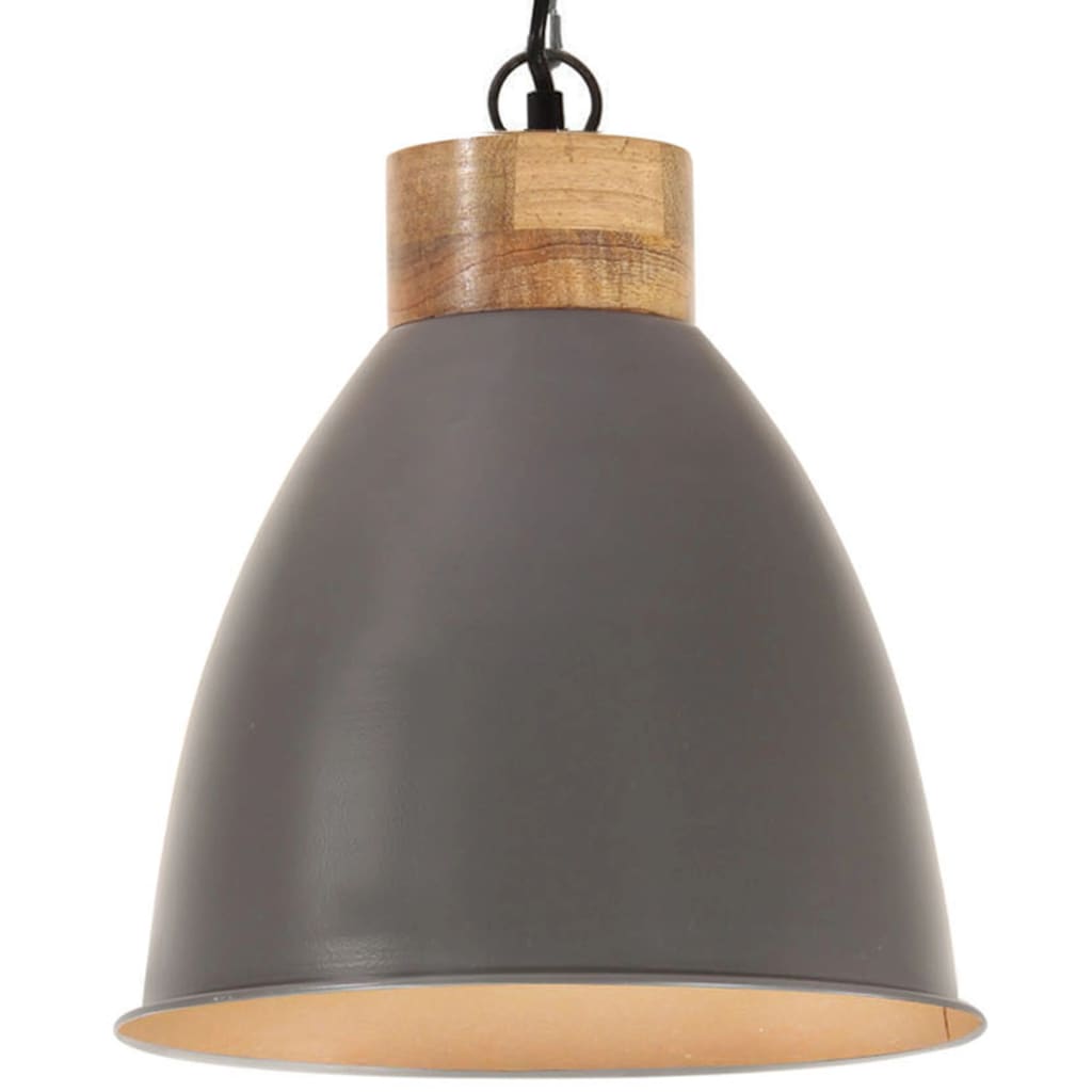 Hanging lamp industrial style gray iron &amp; solid wood 35 cm E27