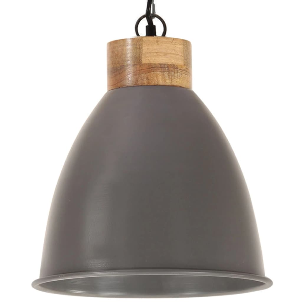 Hanging lamp industrial style gray iron &amp; solid wood 35 cm E27