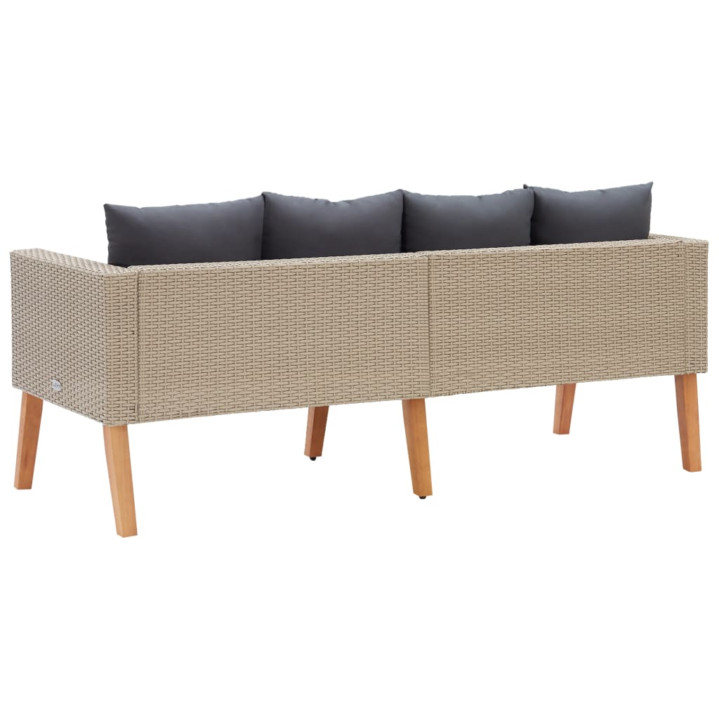 2-Sitzer-Gartensofa mit Auflagen Poly Rattan Beige