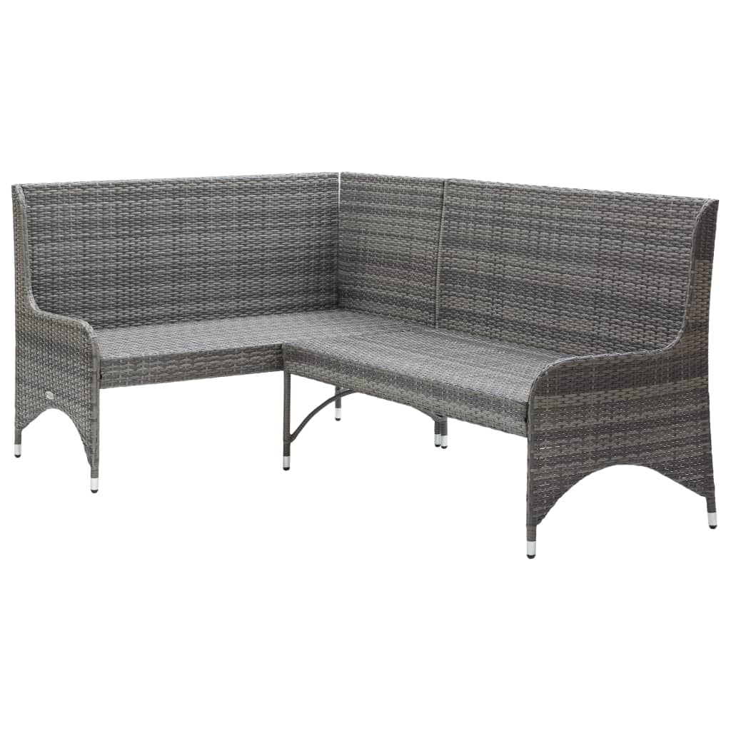 Garten-Ecksofas 2 Stk. Poly Rattan Grau