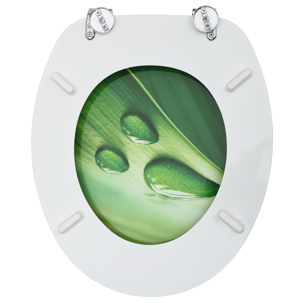 Toilet Seats with Lids 2 pcs MDF Green Waterdrop Design