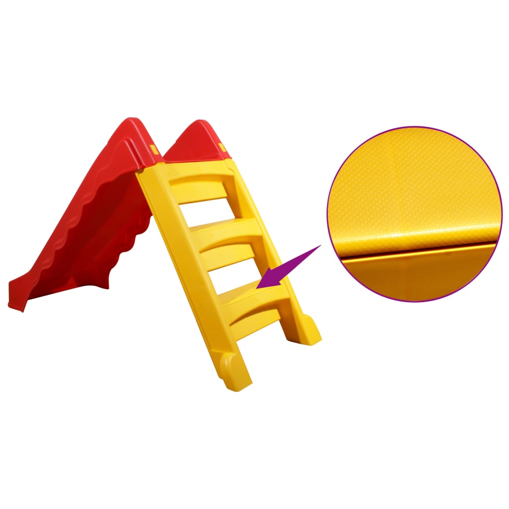 Foldable Slide for Children Indoor Outdoor Red and Yellow
