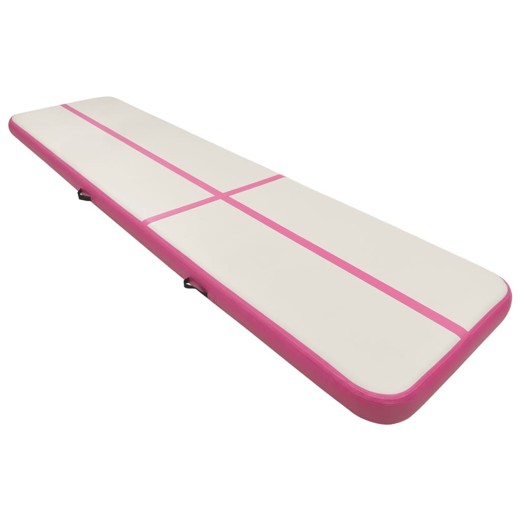 Inflatable gymnastics mat with pump 600x100x15 cm PVC pink