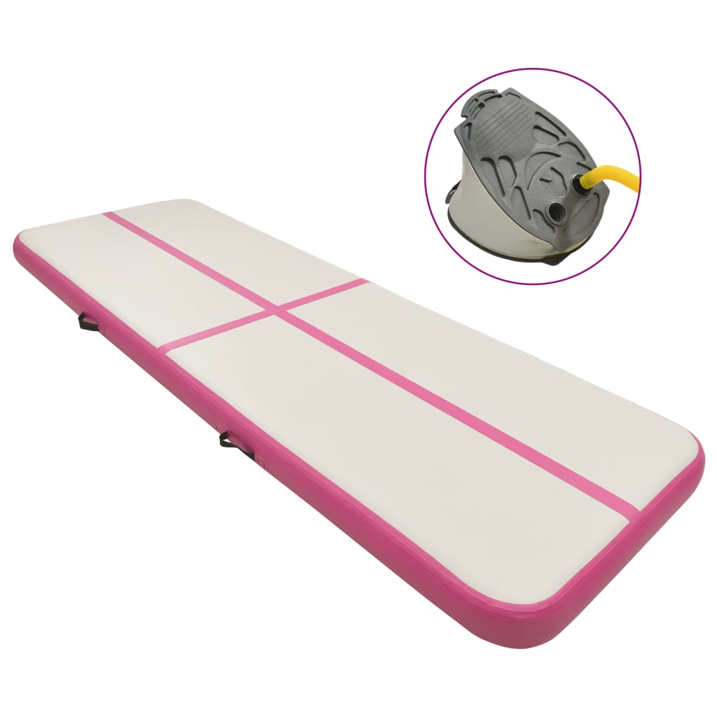 Inflatable gymnastics mat with pump 500x100x20 cm PVC pink