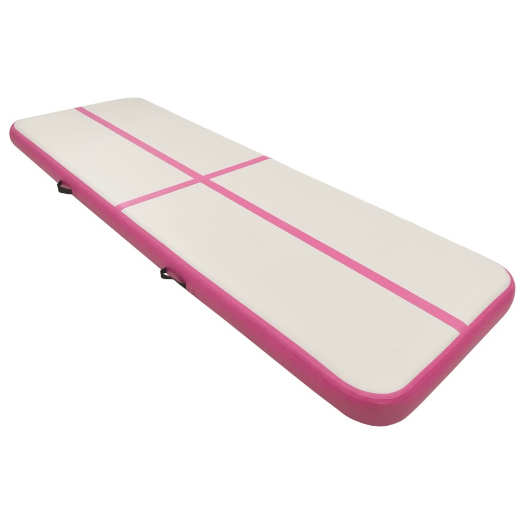Inflatable gymnastics mat with pump 500x100x20 cm PVC pink