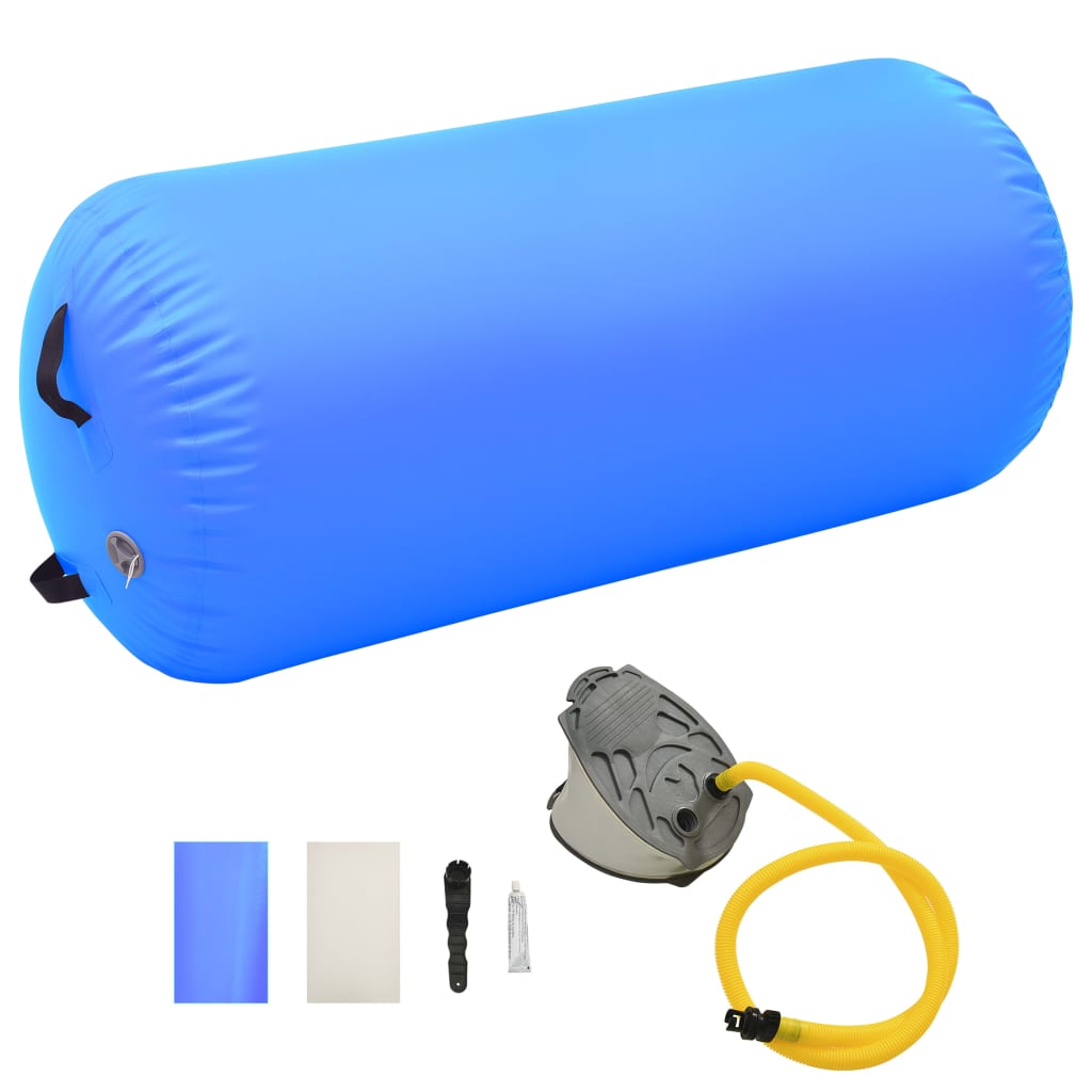 Inflatable gymnastics roll with pump 120x90 cm PVC blue