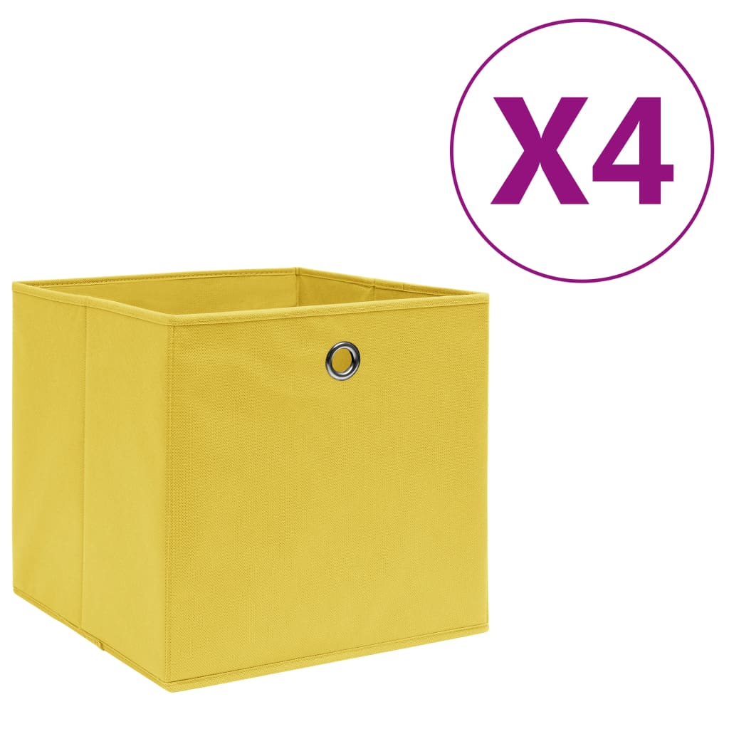 Aufbewahrungsboxen 4 Stk. Vliesstoff 28x28x28 cm Gelb