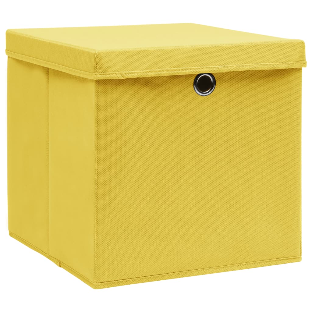 Storage boxes with lids 4 pieces 28x28x28 cm yellow