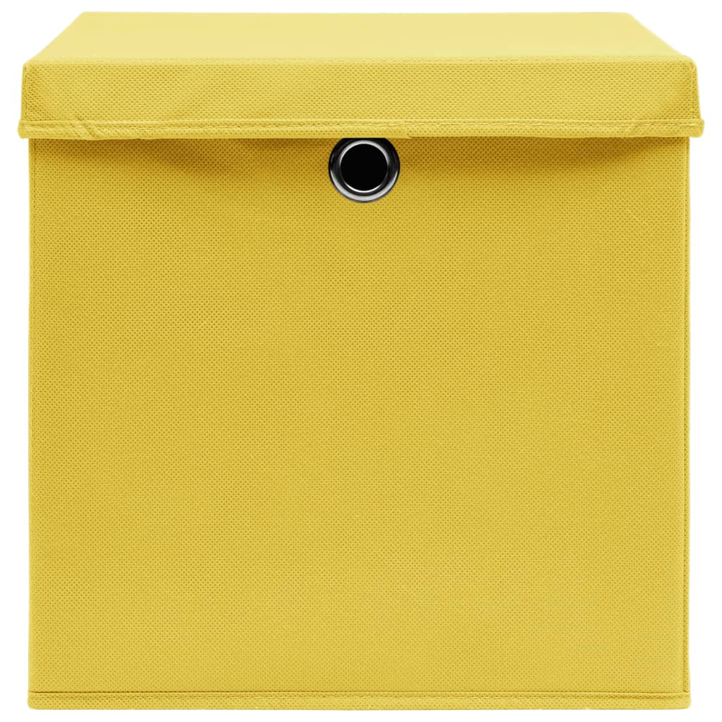 Storage boxes with lids 10 pieces 28x28x28 cm yellow