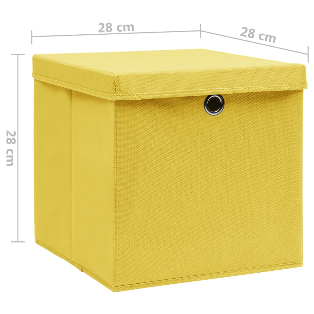 Storage boxes with lids 10 pieces 28x28x28 cm yellow