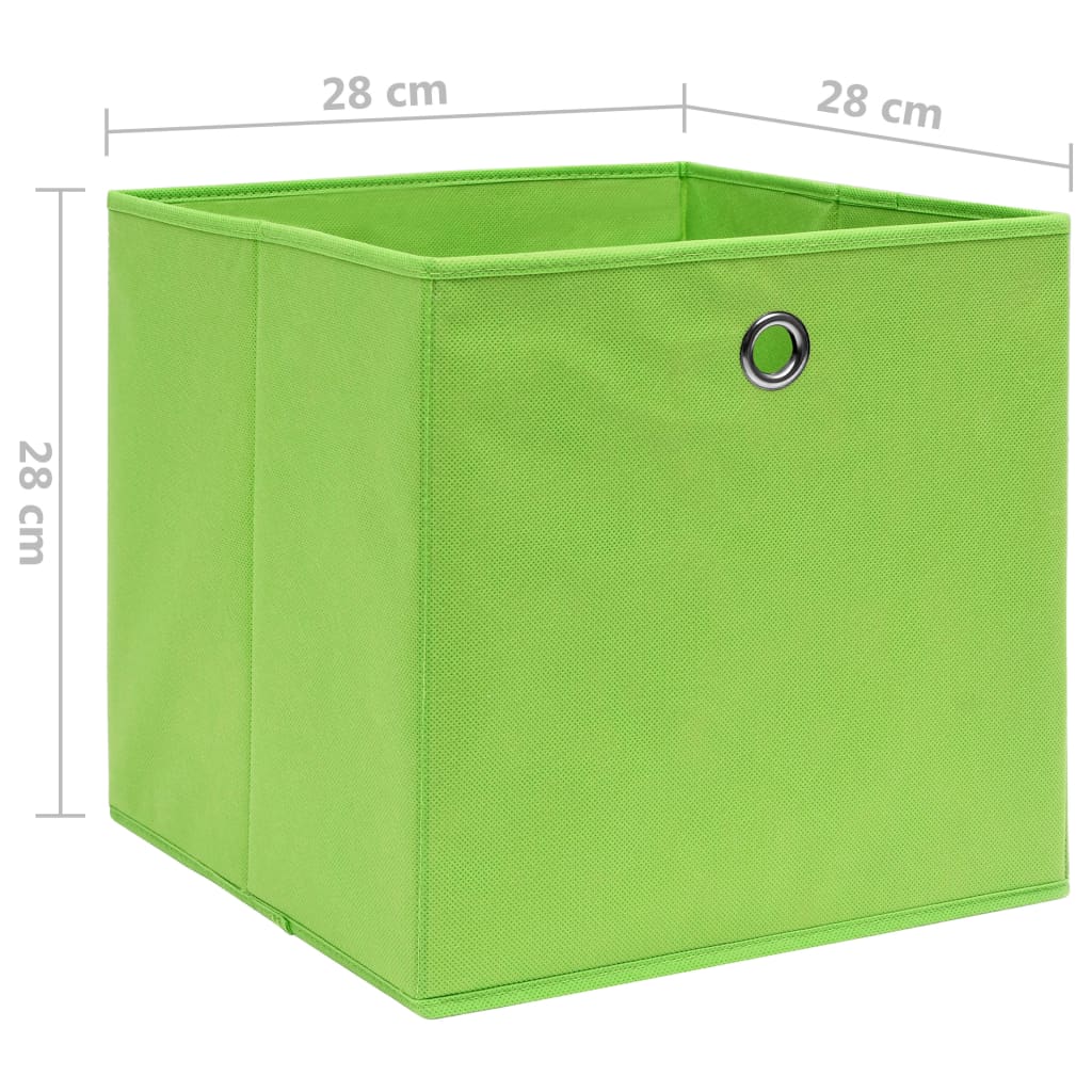 Storage boxes 10 pieces non-woven fabric 28x28x28 cm green