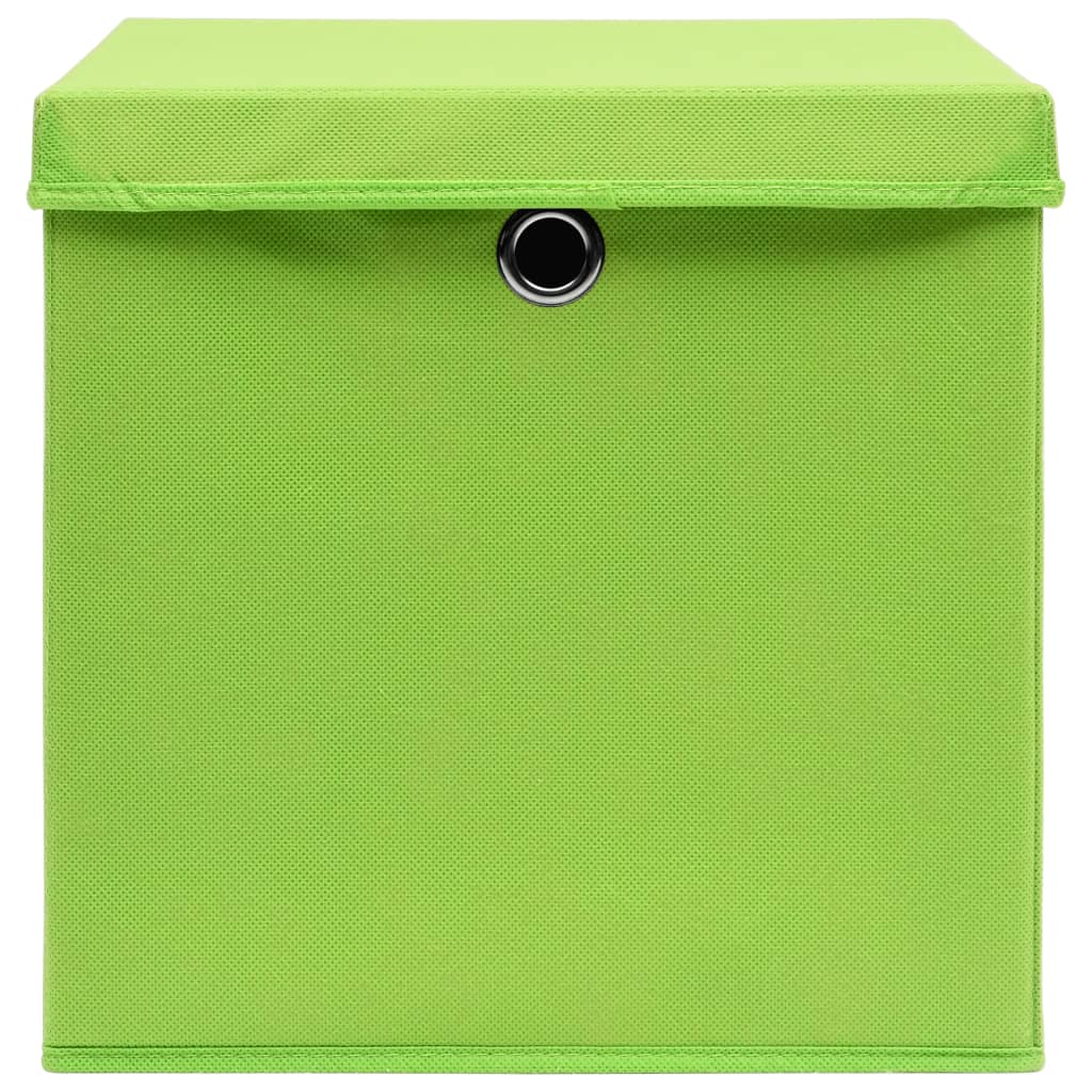 Storage boxes with lids 10 pieces 28x28x28 cm green