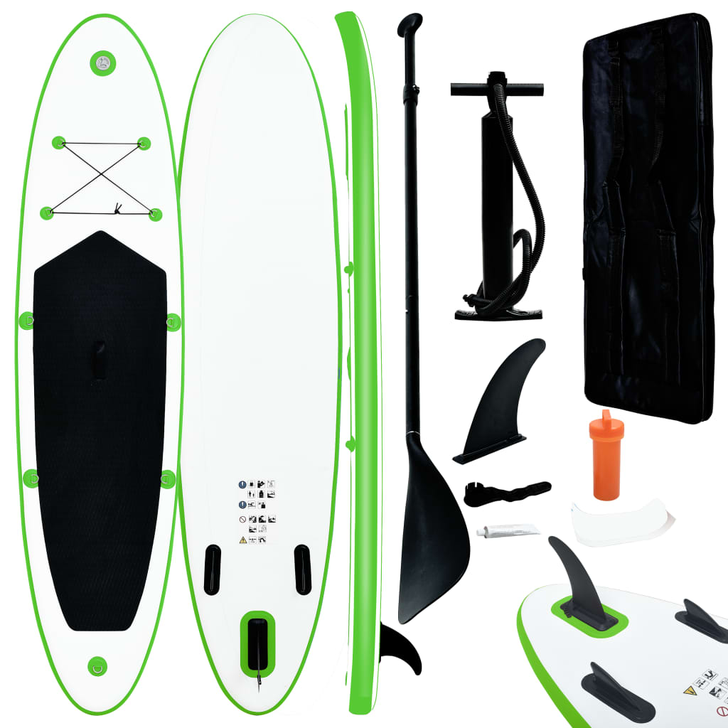 Aufblasbares Stand Up Paddle Board Set Grün und Weiß