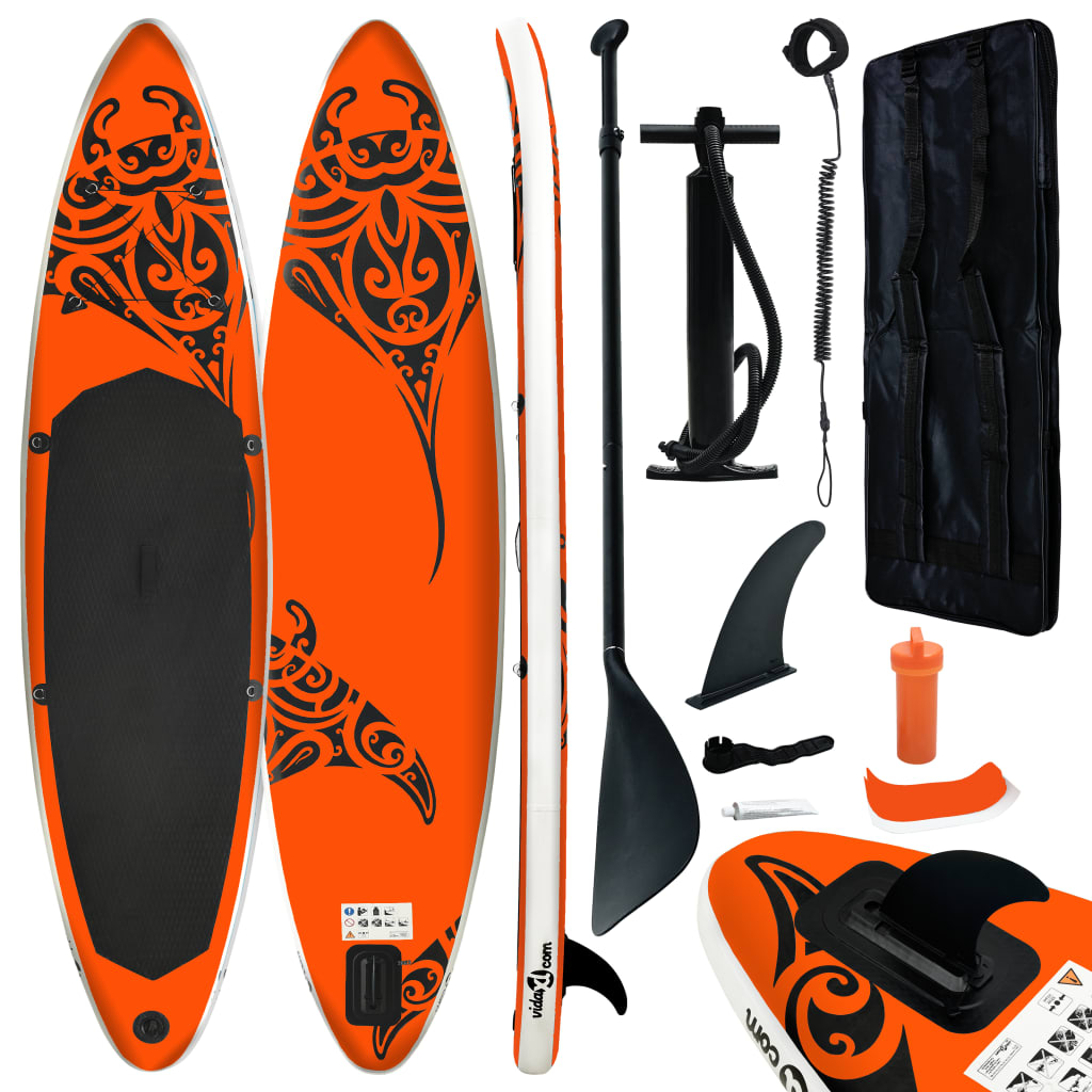 Aufblasbares Stand Up Paddle Board Set 366x76x15 cm Orange