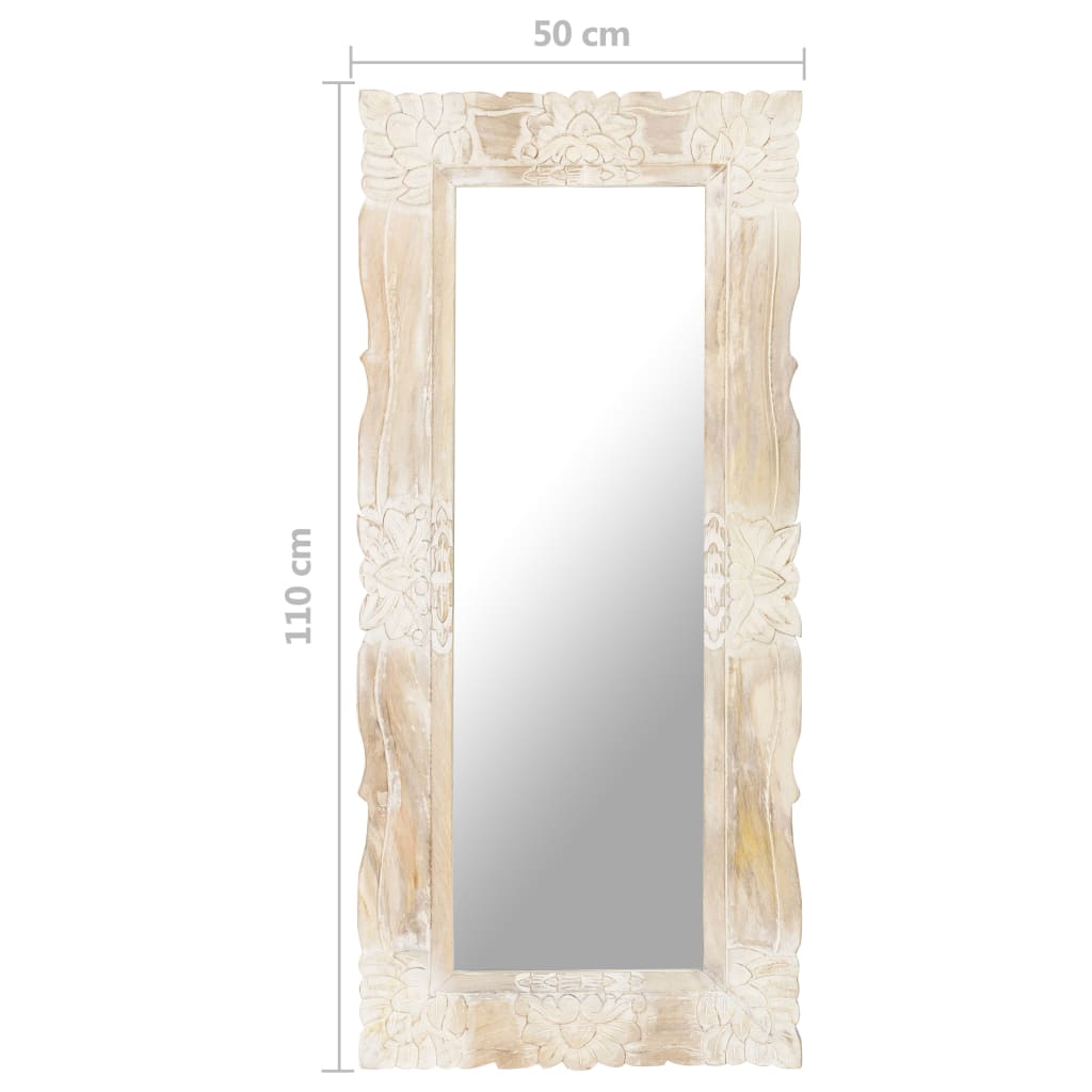 Mirror white 110x50 cm mango solid wood