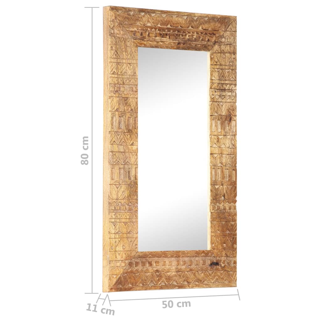 Spiegel Handgeschnitzt 80x50x11 cm Massivholz Mango