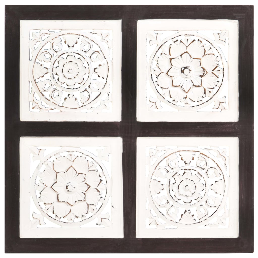 Hand carved wall panel MDF 40x40x1.5 cm brown and white