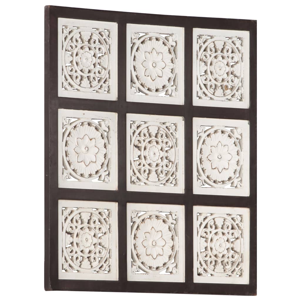Hand carved wall panel MDF 60x60x1.5 cm brown and white