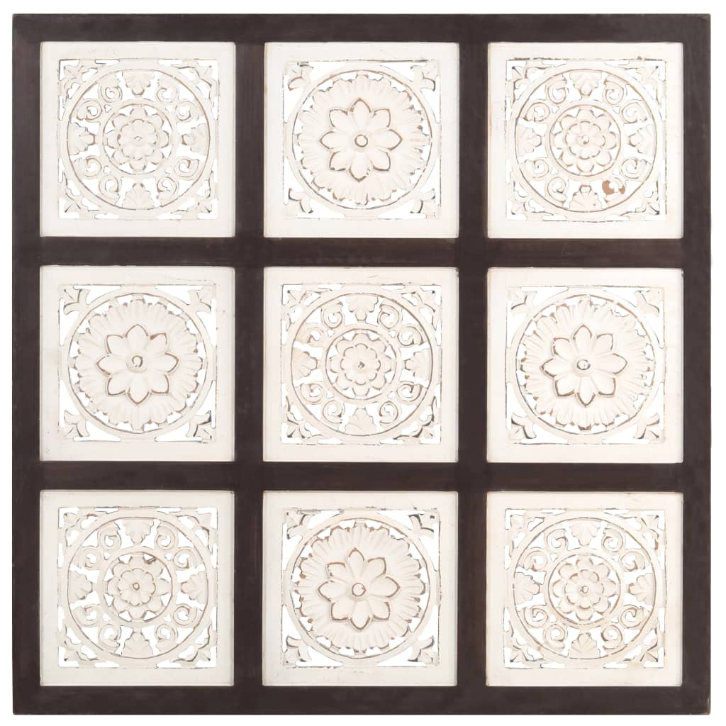 Hand carved wall panel MDF 60x60x1.5 cm brown and white
