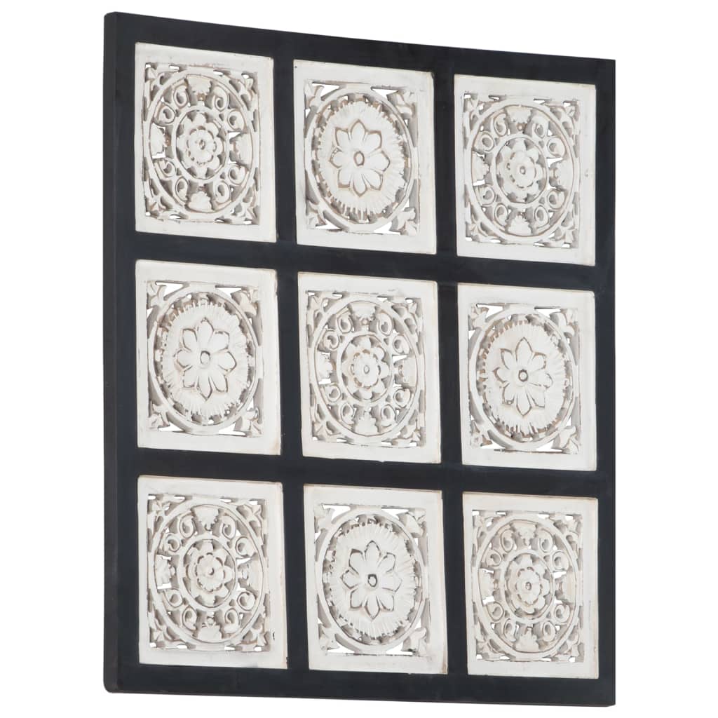 Hand carved wall panel MDF 60x60x1.5 cm black and white