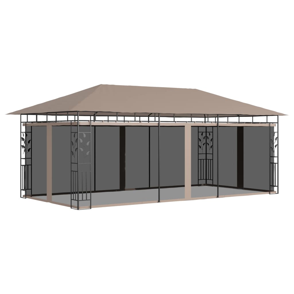 Pavillon mit Moskitonetz 6x3x2,73 m Taupe 180 g/m²