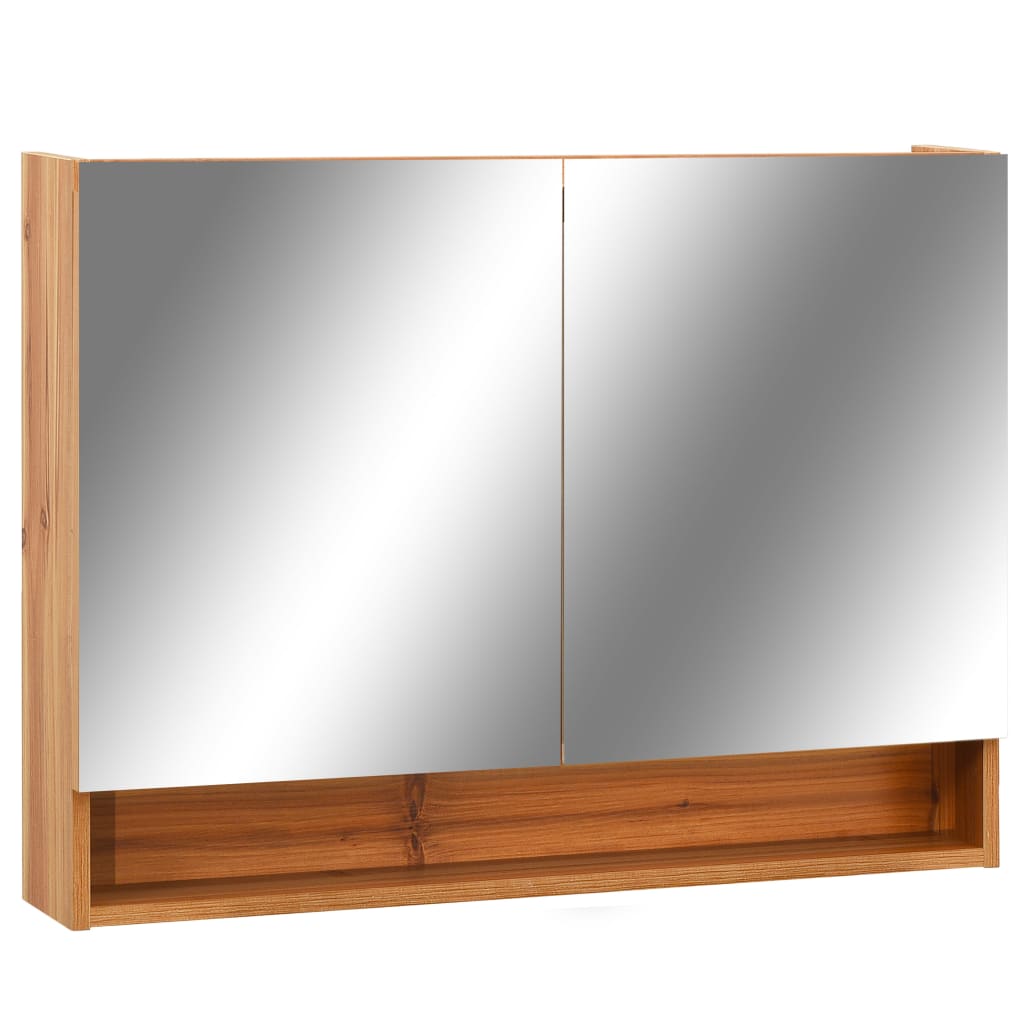 LED bathroom mirror cabinet oak colored 80x15x60 cm MDF