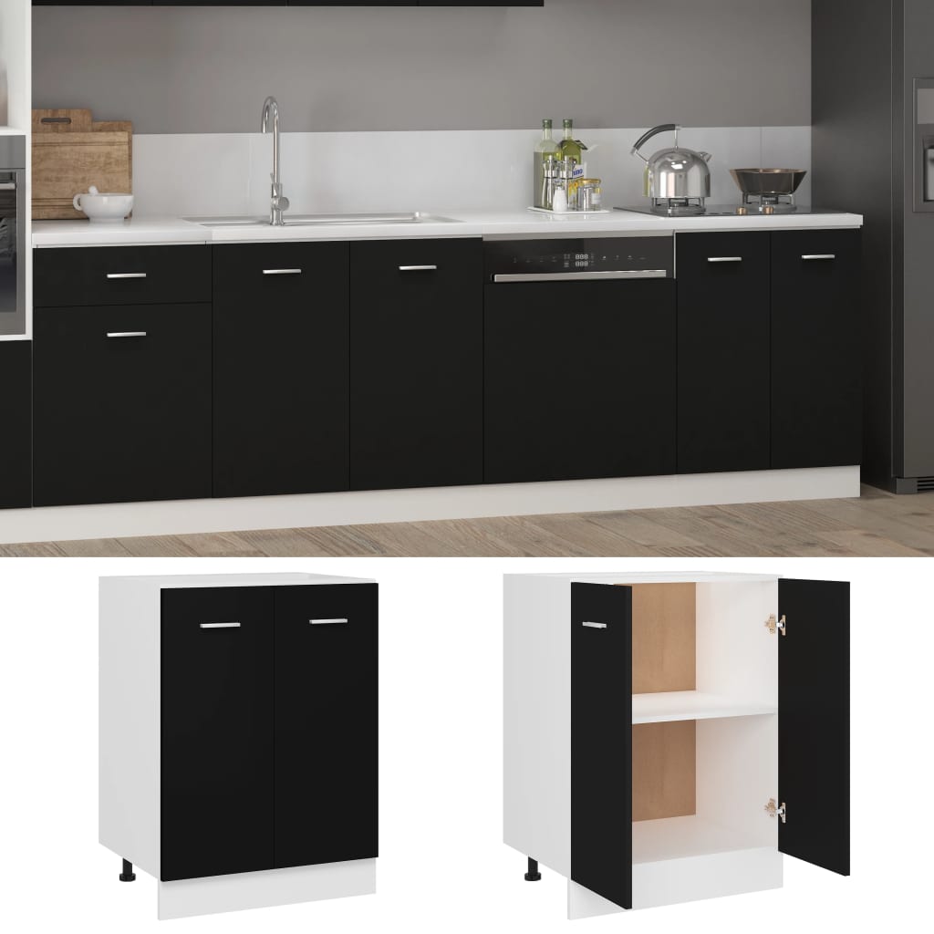 Base cabinet black 60x46x81.5 cm made of wood material