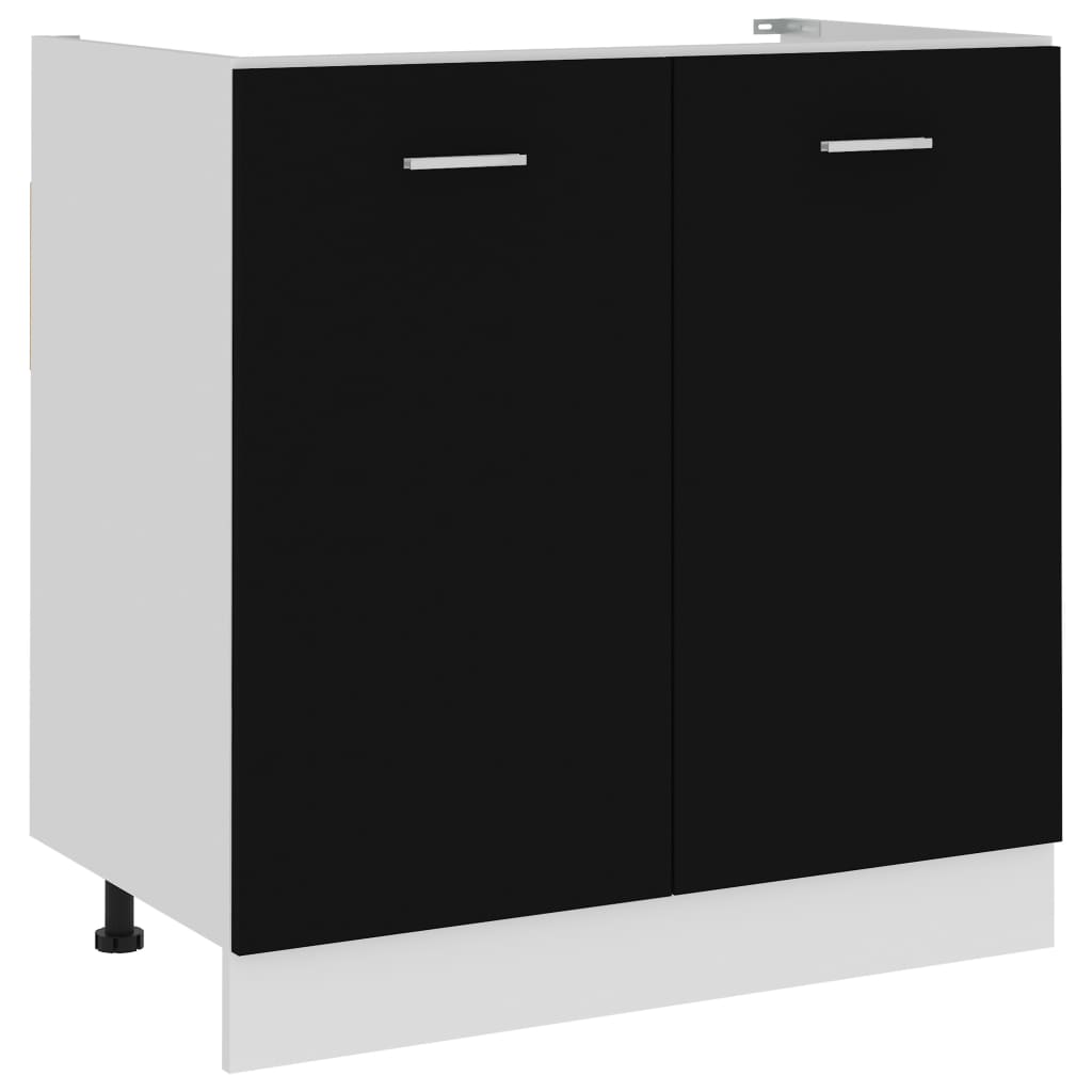 Sink base cabinet black 80x46x81.5 cm made of wood material