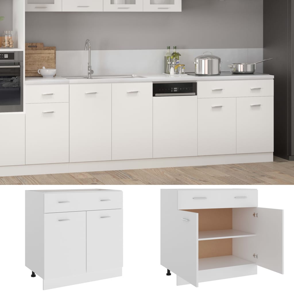 Drawer base cabinet white 80x46x81.5 cm made of wood material