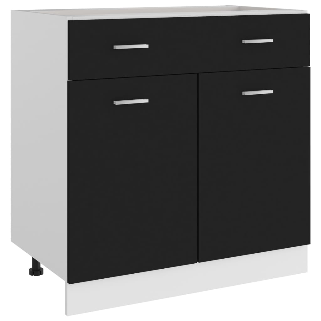 Black drawer cabinet 80x46x81.5 cm made of wood material